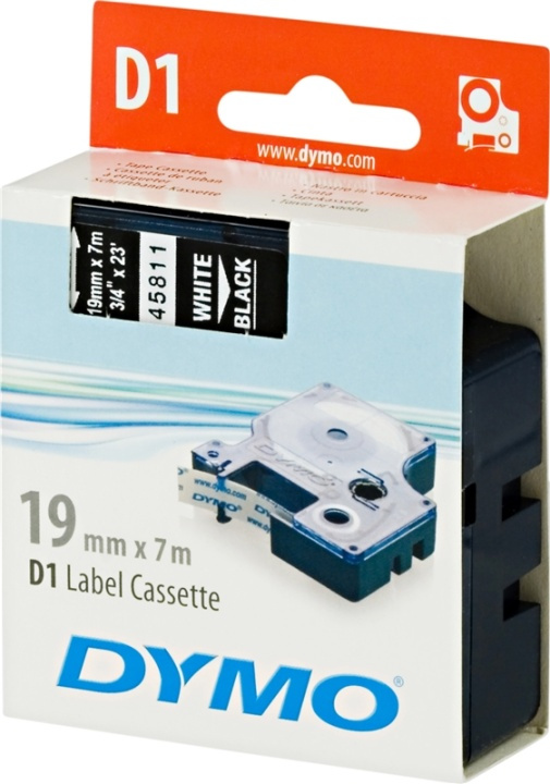DYMO D1 märktejp standard 19mm, vitt på svart, 7m rulle (45811) in de groep COMPUTERS & RANDAPPARATUUR / Printers & Accessoires / Printers / Label machines & Accessoires / Tape bij TP E-commerce Nordic AB (38-18559)
