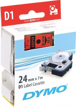 DYMO D1 märktejp standard 24mm, svart på rött, 7m rulle (53717) in de groep COMPUTERS & RANDAPPARATUUR / Printers & Accessoires / Printers / Label machines & Accessoires / Tape bij TP E-commerce Nordic AB (38-18566)