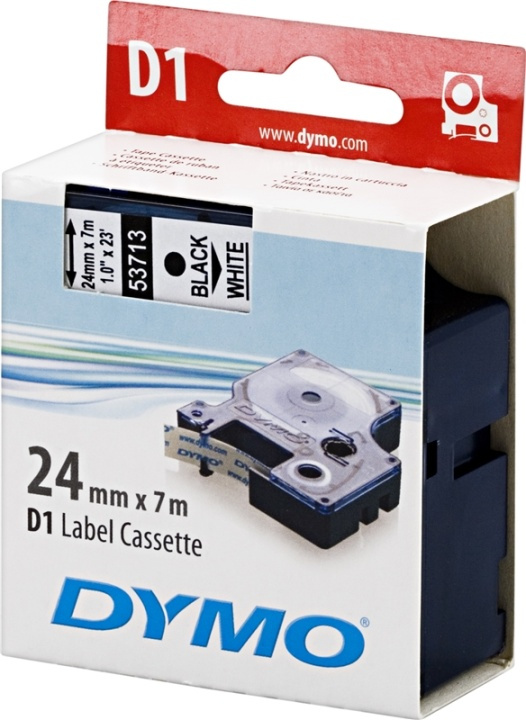 DYMO D1 märktejp standard 24mm, svart på vitt, 7m rulle in de groep COMPUTERS & RANDAPPARATUUR / Printers & Accessoires / Printers / Label machines & Accessoires / Tape bij TP E-commerce Nordic AB (38-18568)