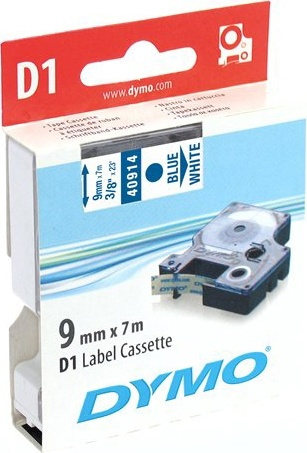 DYMO D1 märktejp standard 9mm, blått på vitt, 7m rulle (40914) in de groep COMPUTERS & RANDAPPARATUUR / Printers & Accessoires / Printers / Label machines & Accessoires / Tape bij TP E-commerce Nordic AB (38-18574)