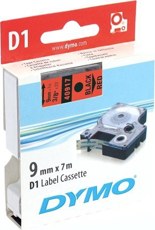 DYMO D1 märktejp standard 9mm, svart på rött, 7m rulle (40917) in de groep COMPUTERS & RANDAPPARATUUR / Printers & Accessoires / Printers / Label machines & Accessoires / Tape bij TP E-commerce Nordic AB (38-18578)