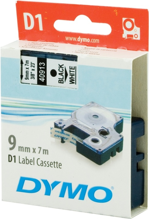 DYMO D1 märktejp standard 9mm, svart på vitt, 7m rulle in de groep COMPUTERS & RANDAPPARATUUR / Printers & Accessoires / Printers / Label machines & Accessoires / Tape bij TP E-commerce Nordic AB (38-18580)