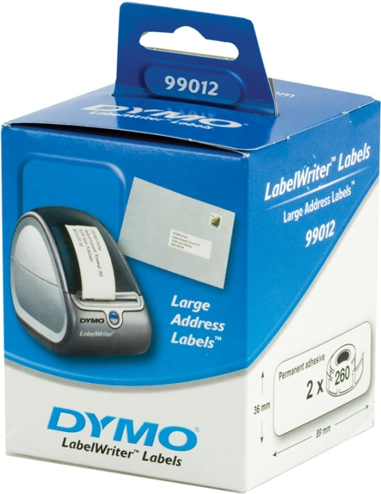 DYMO LabelWriter stora adressetiketter, vita 89x36mm / 2x260st in de groep COMPUTERS & RANDAPPARATUUR / Printers & Accessoires / Printers / Label machines & Accessoires / Etiketten bij TP E-commerce Nordic AB (38-18593)