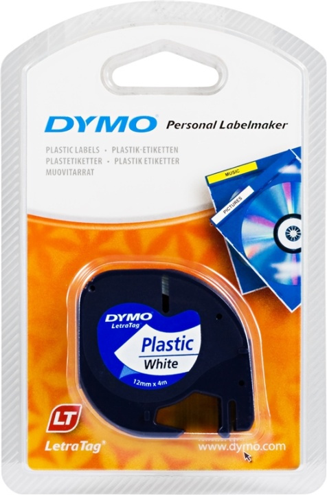 DYMO LetraTAG plasttejp, vit, 12mm, 4m (91221) in de groep COMPUTERS & RANDAPPARATUUR / Printers & Accessoires / Printers / Label machines & Accessoires / Tape bij TP E-commerce Nordic AB (38-18608)