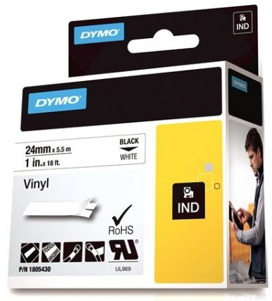 DYMO Rhino Professional, 24mm, märkbar vinyltejp, svart text vit tejp in de groep COMPUTERS & RANDAPPARATUUR / Printers & Accessoires / Printers / Label machines & Accessoires / Tape bij TP E-commerce Nordic AB (38-18628)