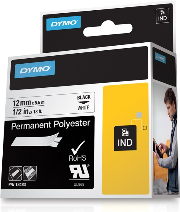 DYMO RhinoPRO märktejp perm poly 12mm vit in de groep COMPUTERS & RANDAPPARATUUR / Printers & Accessoires / Printers / Label machines & Accessoires / Tape bij TP E-commerce Nordic AB (38-18658)