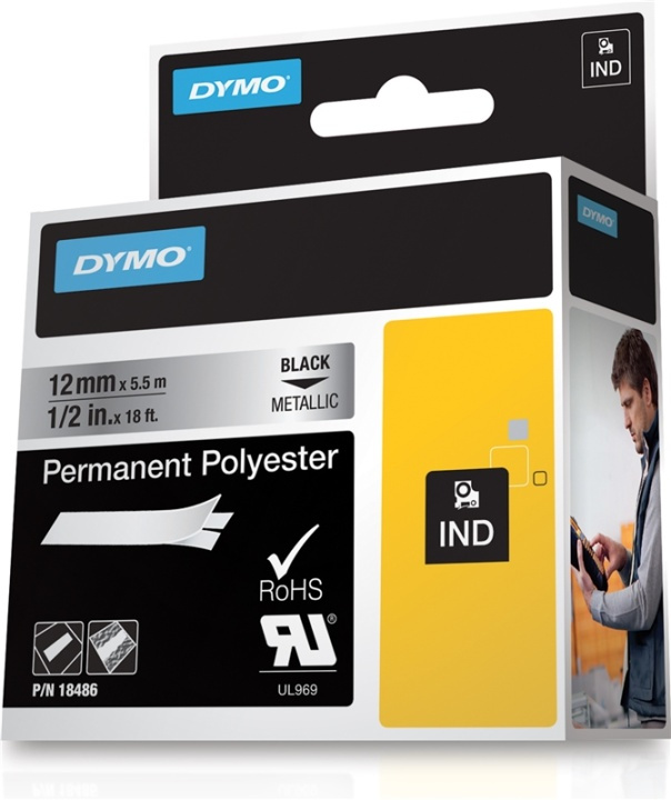 DYMO RhinoPRO märktejp perm poly metallic 12mm in de groep COMPUTERS & RANDAPPARATUUR / Printers & Accessoires / Printers / Label machines & Accessoires / Tape bij TP E-commerce Nordic AB (38-18659)