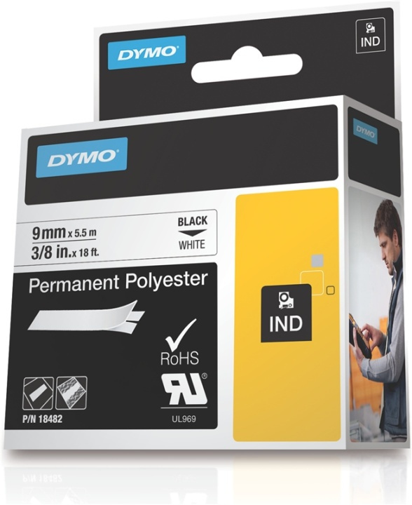 DYMO RhinoPRO märktejp perm poly vit 9mm in de groep COMPUTERS & RANDAPPARATUUR / Printers & Accessoires / Printers / Label machines & Accessoires / Tape bij TP E-commerce Nordic AB (38-18661)