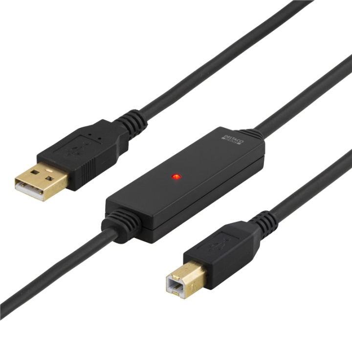 DELTACO PRIME USB 2.0 kabel Type A male - Type B male, actief, 5m, zwart in de groep COMPUTERS & RANDAPPARATUUR / Computerkabels / USB / USB-A / Kabels bij TP E-commerce Nordic AB (38-18807)