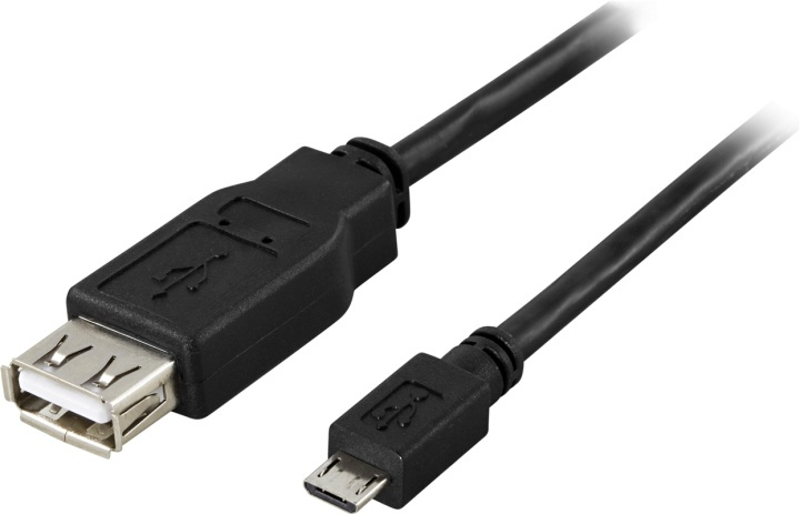 DELTACO USB-adapter Typ A ho - Typ Micro-B ha, 0,2m, OTG, svart in de groep COMPUTERS & RANDAPPARATUUR / Computerkabels / USB / Micro-USB / Adapters bij TP E-commerce Nordic AB (38-18989)