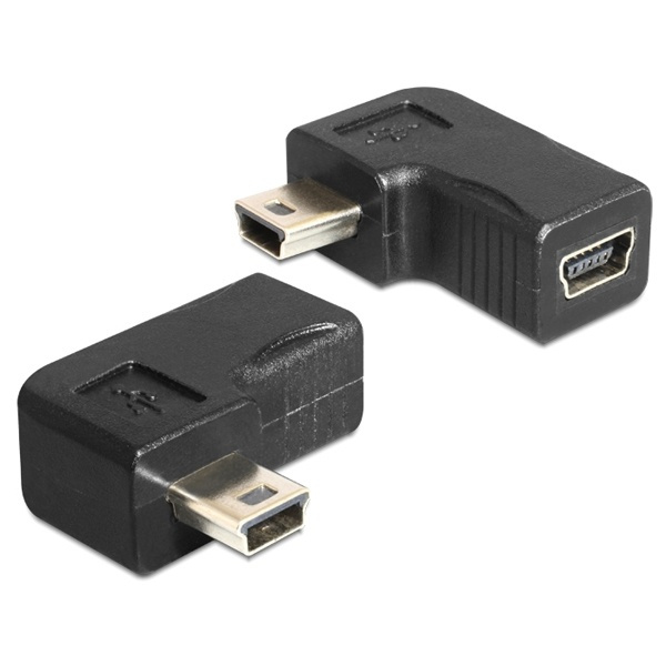 DeLOCK USB adapter USB mini B 5pin male to female 90° angled black in de groep COMPUTERS & RANDAPPARATUUR / Computerkabels / USB / Mini-USB / Adapters bij TP E-commerce Nordic AB (38-18998)