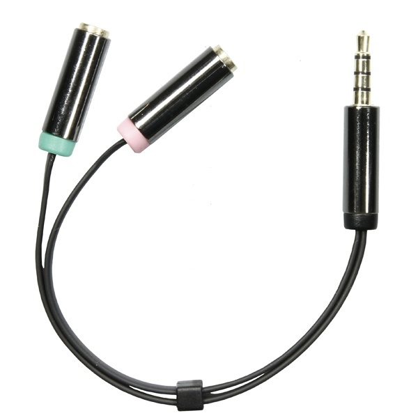 DELTACO, 3,5mm mannetje naar 3,5mm microfoon en stereo vrouwtje, 0,1m, zwart (AUD-201) in de groep HOME ELECTRONICS / Kabels & Adapters / Audio Analoog / 3.5 mm bij TP E-commerce Nordic AB (38-19162)