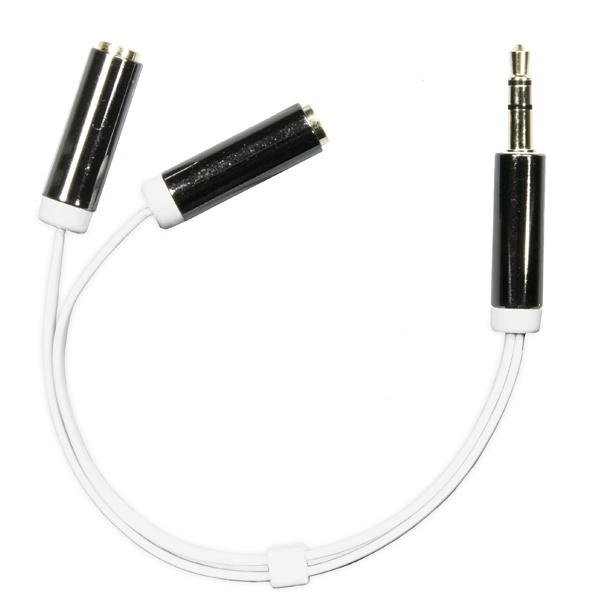 DELTACO 3,5mm hane till 2x3,5mm hona, 0,1m, vit in de groep HOME ELECTRONICS / Kabels & Adapters / Audio Analoog / 3.5 mm bij TP E-commerce Nordic AB (38-19678)