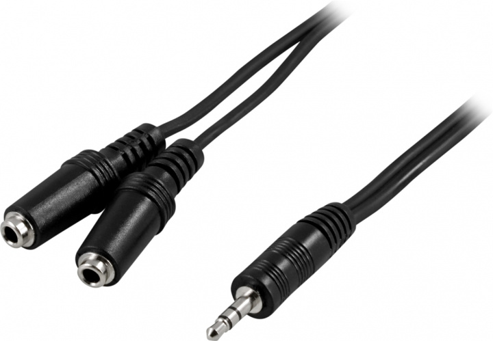 DELTACO Audiokabel, 1x3,5mm ha - 2x3,5mm ho, 1 m (MM-10B) in de groep HOME ELECTRONICS / Kabels & Adapters / Audio Analoog / 3.5 mm bij TP E-commerce Nordic AB (38-19683)