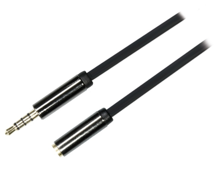 DELTACO ljudkabel, 3,5mm rak hane till 3,5mm hona, 4-pin, 1m, svart in de groep HOME ELECTRONICS / Kabels & Adapters / Audio Analoog / 3.5 mm bij TP E-commerce Nordic AB (38-19694)