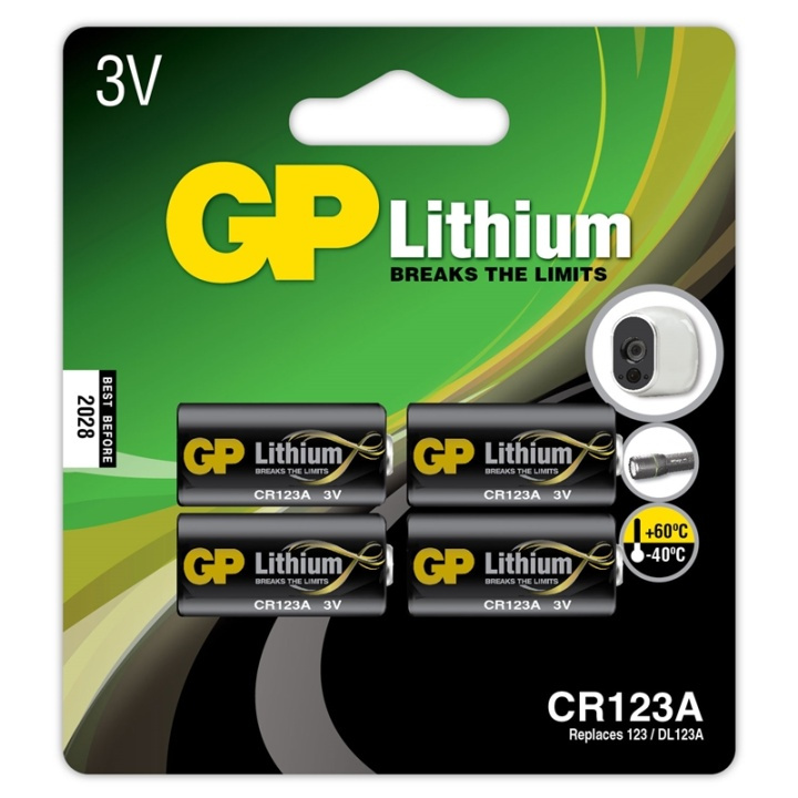 GP CR123A Lithiumbatteri 4-pack in de groep HOME ELECTRONICS / Batterijen & Opladers / Batterijen / Knoopcel bij TP E-commerce Nordic AB (38-20689)