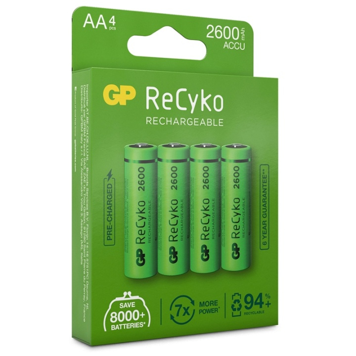 GP ReCyko Laddningsbara AA-batter in de groep HOME ELECTRONICS / Batterijen & Opladers / Batterijen / Batterijen voor hoortoestellen bij TP E-commerce Nordic AB (38-20695)