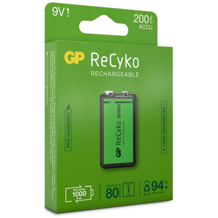 GP ReCyko oplaadbare 9V batterij in de groep HOME ELECTRONICS / Batterijen & Opladers / Batterijen / Overigen bij TP E-commerce Nordic AB (38-20705)
