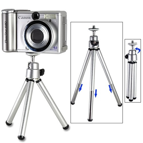 Camerastandaard, mini, zilver in de groep HOME ELECTRONICS / Foto & Video / Fotoapparatuur / Statief bij TP E-commerce Nordic AB (38-2123)