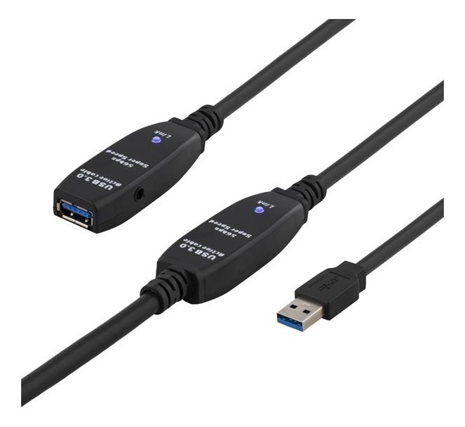 DELTACO PRIME aktiv USB 3.0-förlängningskabel, Typ A ha - ho, 10m, sva in de groep COMPUTERS & RANDAPPARATUUR / Computerkabels / USB / USB-A / Kabels bij TP E-commerce Nordic AB (38-23087)