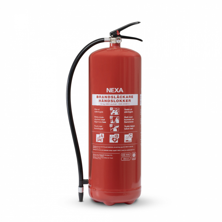 Nexa brandsläckare, RÖD 12kg ABC-pulver 55A, väggfäste in de groep HUISHOUDEN & TUIN / Alarm & Beveiliging / Vuur, rook, gas / Brandblussers bij TP E-commerce Nordic AB (38-23300)