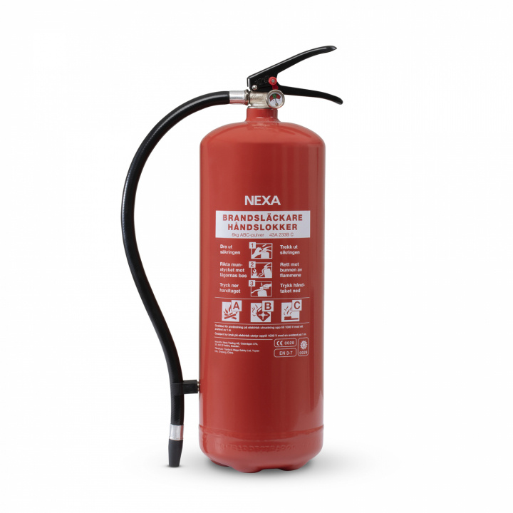 Nexa brandsläckare, RÖD 6kg ABC-pulver, väggfäste (13416) in de groep HUISHOUDEN & TUIN / Alarm & Beveiliging / Vuur, rook, gas / Brandblussers bij TP E-commerce Nordic AB (38-23301)