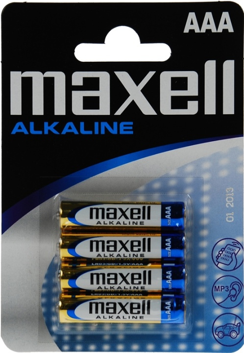 Maxell batterier, AAA (LR03), Alkaline, 1,5V, 4-pack in de groep HOME ELECTRONICS / Batterijen & Opladers / Batterijen / AAA bij TP E-commerce Nordic AB (38-23566)