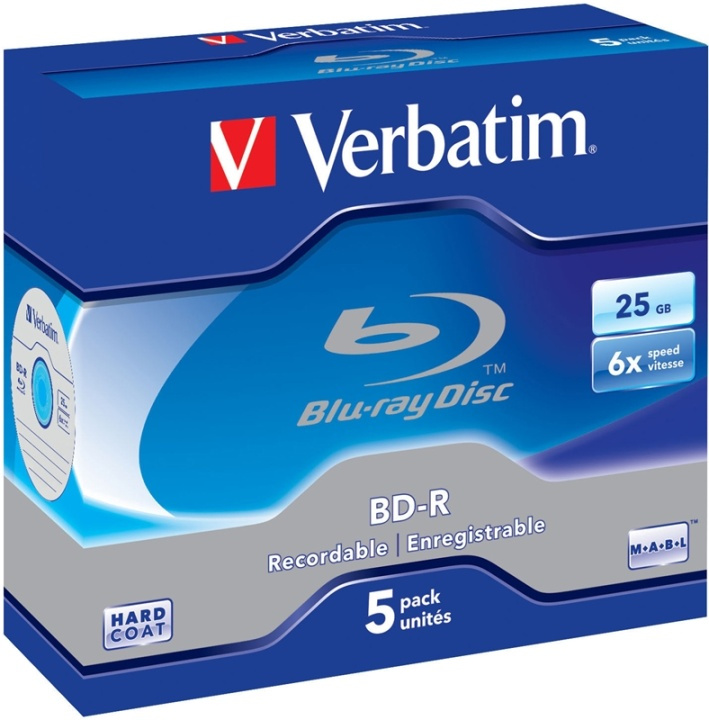 Verbatim BD-R, 6x, 25 GB/200 min, 5-pack jewel case Hard Coat MABL in de groep HOME ELECTRONICS / Opslagmedia / CD/DVD/BD-schijven / Cd/dvd-opslag bij TP E-commerce Nordic AB (38-23604)