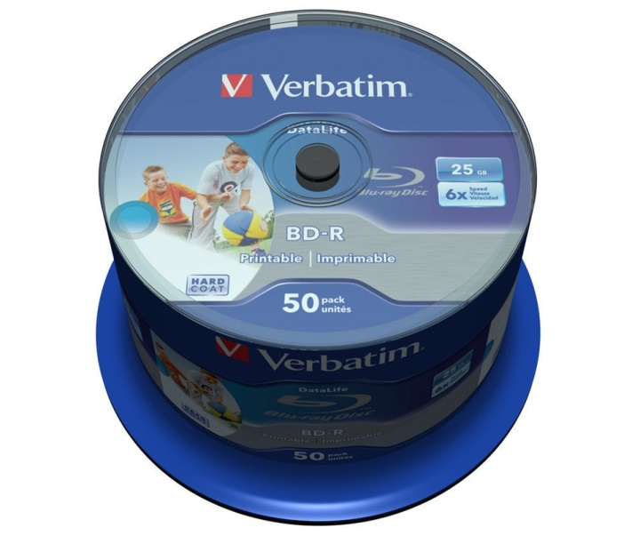 Verbatim BD-R, 6x, 25GB/200tim, Wide Inkjet Printable, 50-p spindel in de groep HOME ELECTRONICS / Opslagmedia / CD/DVD/BD-schijven / Cd/dvd-opslag bij TP E-commerce Nordic AB (38-23610)