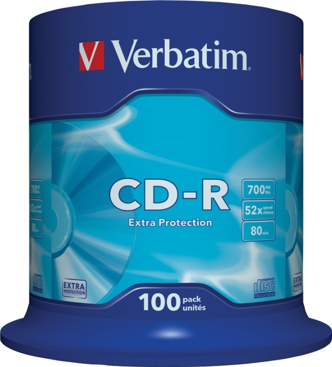 Verbatim CD-R, 52x, 700 MB/80 min, 100-pack spindel, Extra protection in de groep HOME ELECTRONICS / Opslagmedia / CD/DVD/BD-schijven / CD-R bij TP E-commerce Nordic AB (38-23628)