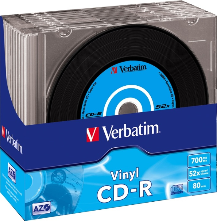Verbatim CD-R, 52x, 700 MB/80 min, 10-pack slimcase, vinyl in de groep HOME ELECTRONICS / Opslagmedia / CD/DVD/BD-schijven / CD-R bij TP E-commerce Nordic AB (38-23630)