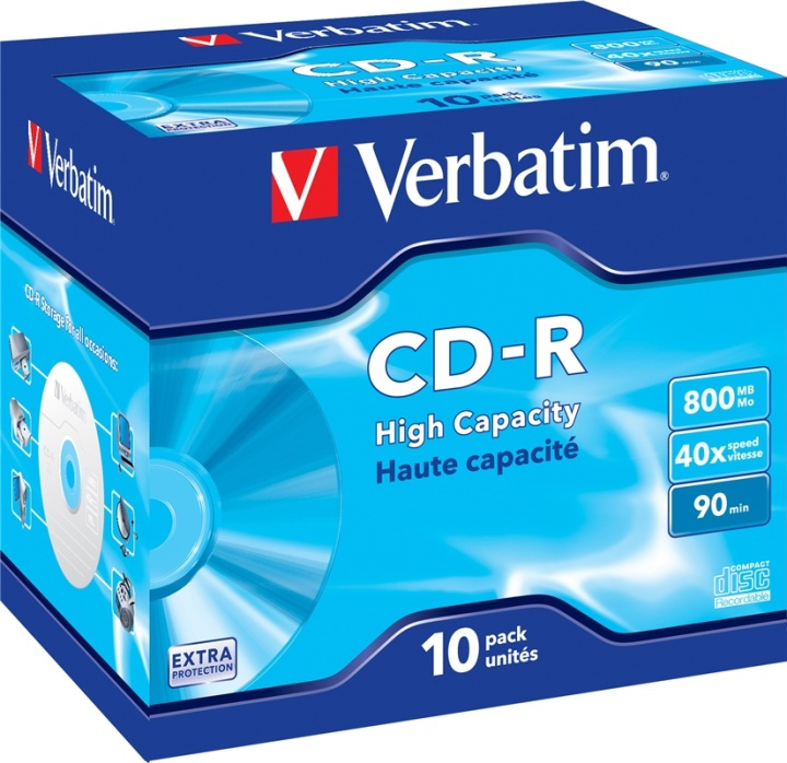 Verbatim CD-R, 40x, 800 MB/90 min, 10-pack, jewel case in de groep HOME ELECTRONICS / Opslagmedia / CD/DVD/BD-schijven / CD-R bij TP E-commerce Nordic AB (38-23631)