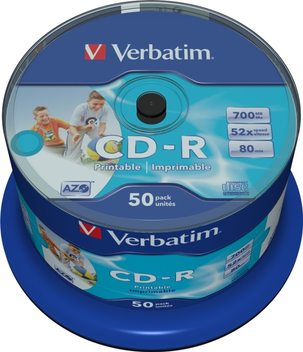 Verbatim CD-R, 52x, 700 MB/80 min, 50-pack, spindel, AZO, printable in de groep HOME ELECTRONICS / Opslagmedia / CD/DVD/BD-schijven / CD-R bij TP E-commerce Nordic AB (38-23635)