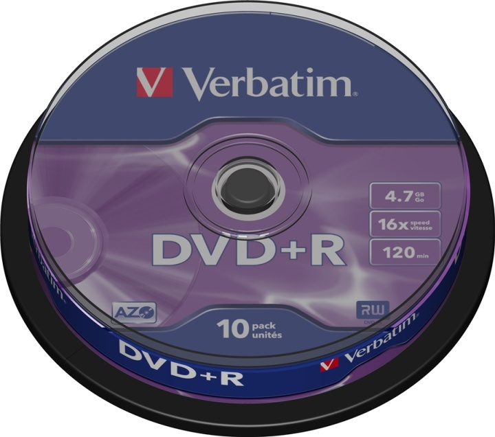 Verbatim DVD+R, 16x, 4,7 GB/120 min, 10-pack spindel, AZO in de groep HOME ELECTRONICS / Opslagmedia / CD/DVD/BD-schijven / DVD+R bij TP E-commerce Nordic AB (38-23656)