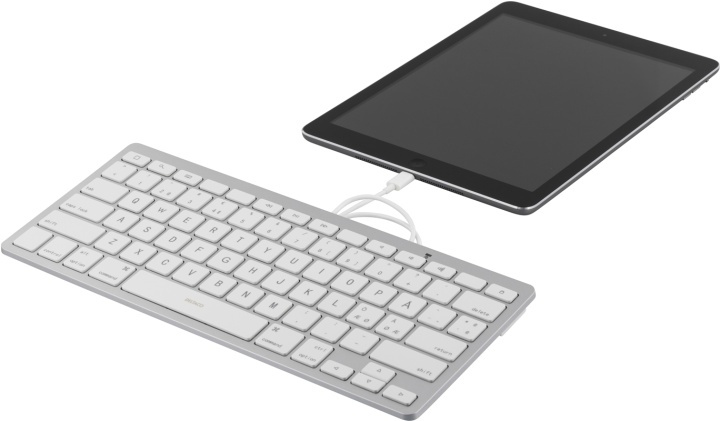 DELTACO lightning keyboard for iOS, MFi, 0.4m, nordic white/silver in de groep SMARTPHONE & TABLETS / Tablet bescherming / Apple iPad bij TP E-commerce Nordic AB (38-23989)