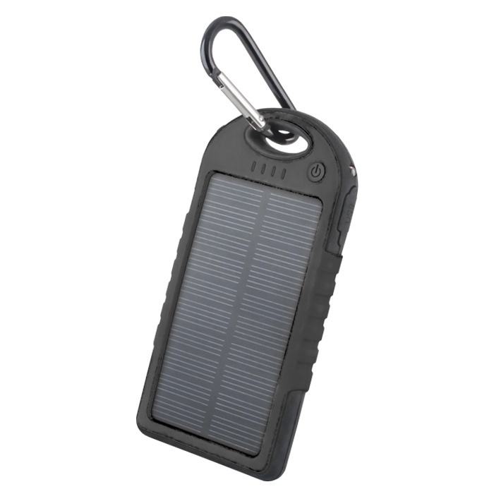 Forever STB-200 PowerBank, Zonne-energie, 5000 mAh - Zwart in de groep SMARTPHONE & TABLETS / Opladers & Kabels / Powerbanks bij TP E-commerce Nordic AB (38-24389)