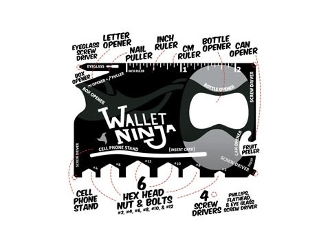 Wallet Ninja - multitool in zakformaat met 18 functies in de groep SPORT, VRIJE TIJD & HOBBY / Leuke dingen / Handige spullen bij TP E-commerce Nordic AB (38-25012)