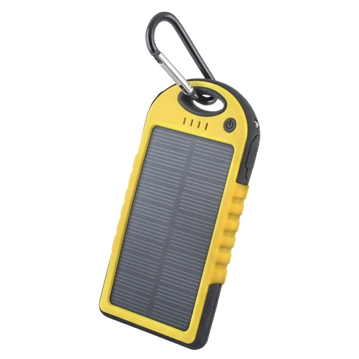 Forever STB-200, Waterproof PowerBank, Solar, 5000mAh, Yellow in de groep SMARTPHONE & TABLETS / Opladers & Kabels / Powerbanks bij TP E-commerce Nordic AB (38-25751)