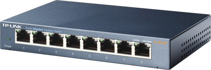 TP-LINK, nätverksswitch, 8-ports 10/100/1000Mbps, RJ45, metall in de groep COMPUTERS & RANDAPPARATUUR / Netwerk / Schakelaars / 10/100/1000Mbps bij TP E-commerce Nordic AB (38-26845)