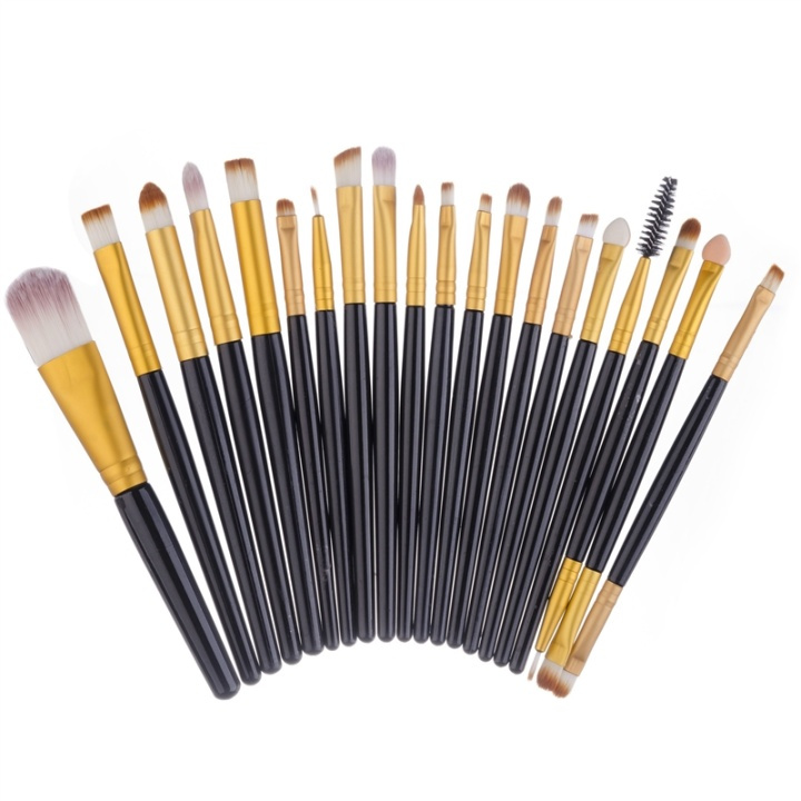 Professionele zachte make-upkwasten 20-pack, zwart, goud in de groep BEAUTY & HEALTH / Makeup / Tools & Make-up set / Borstels & kwastjes bij TP E-commerce Nordic AB (38-28408)