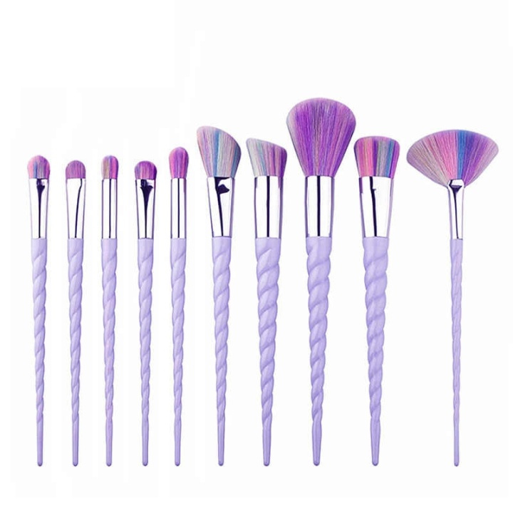 Professionele zachte make-upkwasten 10-Pack, Unicorn Purple in de groep BEAUTY & HEALTH / Makeup / Tools & Make-up set / Borstels & kwastjes bij TP E-commerce Nordic AB (38-28412)