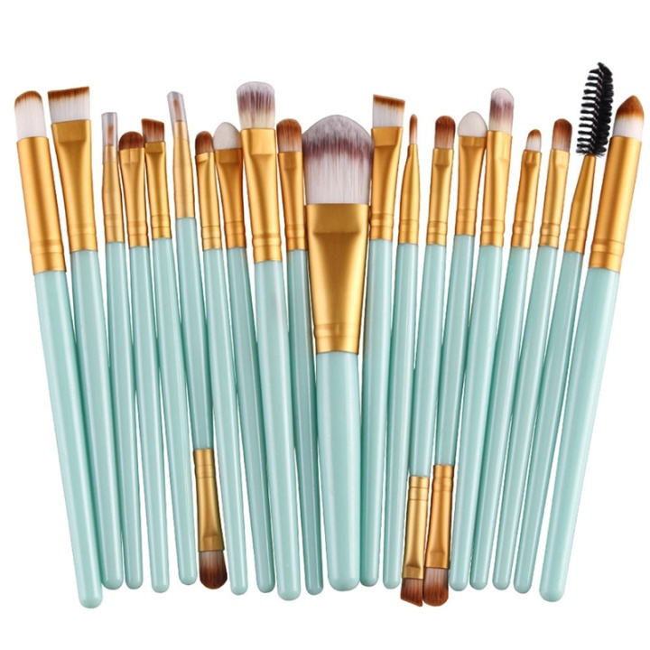 Professionele zachte make-upkwasten 20-pack, Turkoois, Goud in de groep BEAUTY & HEALTH / Makeup / Tools & Make-up set / Borstels & kwastjes bij TP E-commerce Nordic AB (38-28413)