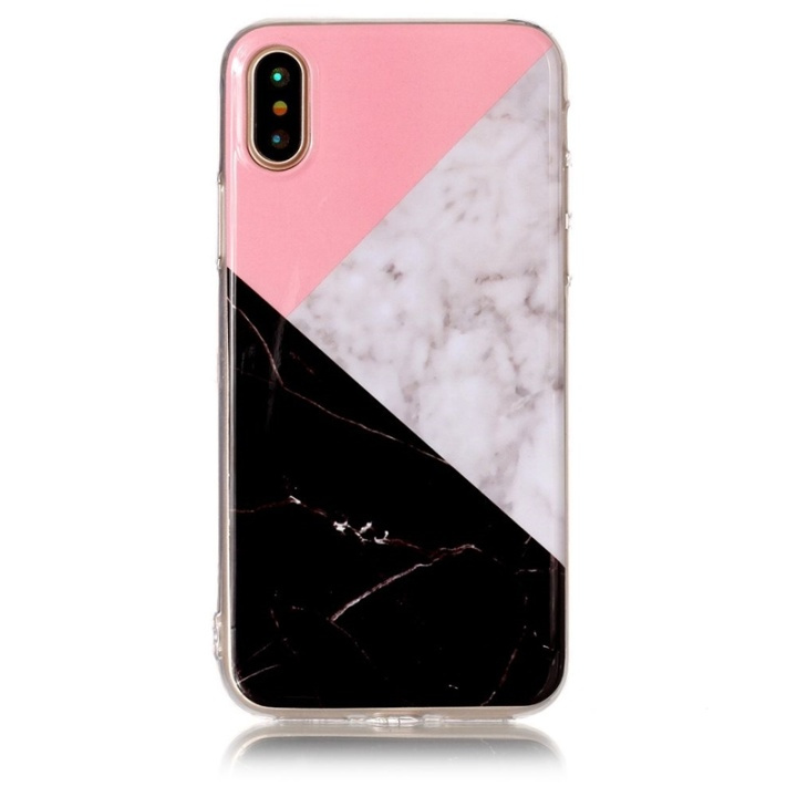 Zacht TPU-hoesje voor iPhone X/XS, roze, grijs, zwart, marmer in de groep SMARTPHONE & TABLETS / Mobielbescherming / Apple / iPhone X/XS / Hoesjes bij TP E-commerce Nordic AB (38-28460)