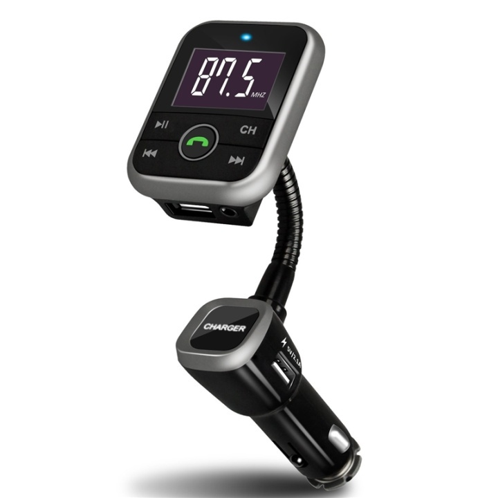 FM-zender met Bluetooth handsfree en autolader, 2.1A, zwart in de groep AUTO / Autoaudio & Multimedia / FM-zender bij TP E-commerce Nordic AB (38-28706)