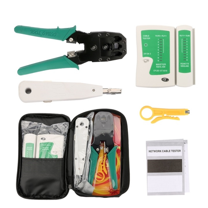 Toolkit voor netwerkinstallatie in de groep COMPUTERS & RANDAPPARATUUR / Computeronderdelen / Gereedschap & montage bij TP E-commerce Nordic AB (38-28710)