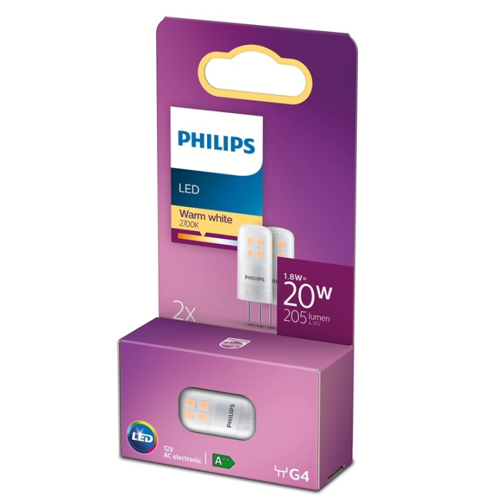 Philips 2-pack LED G4 Kapsel 20W 12V 2 in de groep HOME ELECTRONICS / Verlichting / LED-lampen bij TP E-commerce Nordic AB (38-28889)