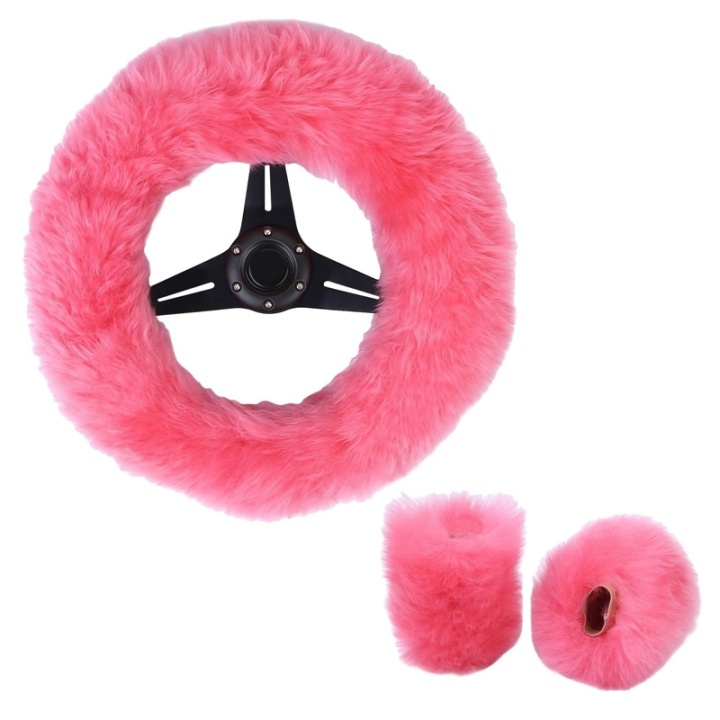 Set met fluffy roze stuurhoes, handremhoes en versnellingspookhoes. in de groep AUTO / Auto-accessoires / Winteruitrusting voor auto\'s bij TP E-commerce Nordic AB (38-29238)