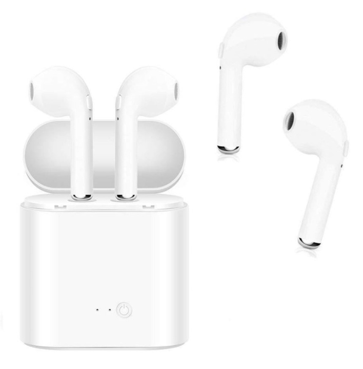 i7S Twins Wireless Earbuds Bluetooth Hörlurar + Strömbox - Vit in de groep HOME ELECTRONICS / Audio & Beeld / Koptelefoon & Accessoires / Koptelefoon bij TP E-commerce Nordic AB (38-29325)