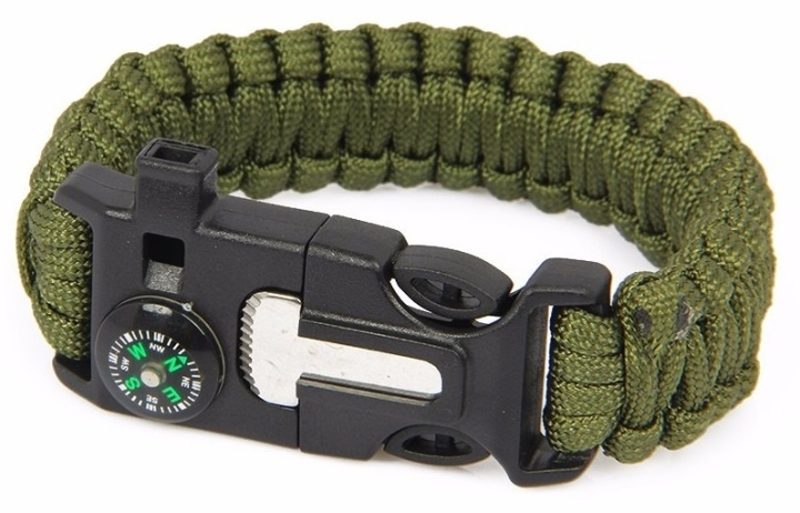 Survivalarmband - Militair groen in de groep SPORT, VRIJE TIJD & HOBBY / Leuke dingen / Handige spullen bij TP E-commerce Nordic AB (38-29410)