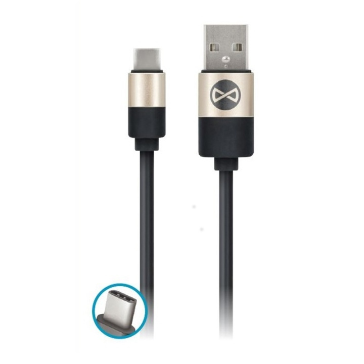 Forever USB C, 1 meter, Zwart in de groep SMARTPHONE & TABLETS / Opladers & Kabels / Kabels / Kabels Type C bij TP E-commerce Nordic AB (38-29744)